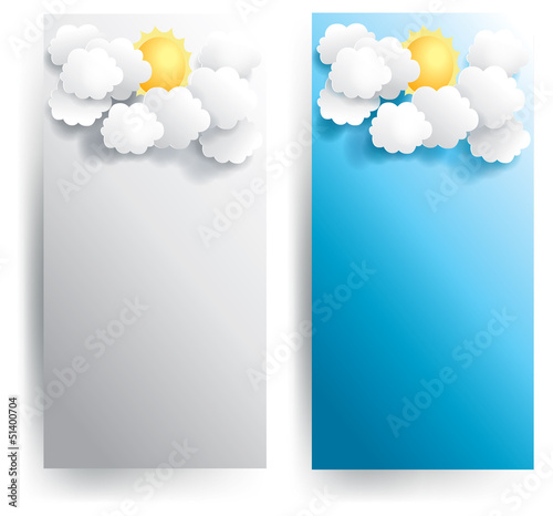 Vector: Sunny weather banner in various background Sunny weather banner in various background