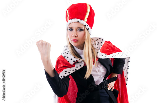 Photo: Businesswoman in royal suit isolated on white Businesswoman in royal suit isolated on white