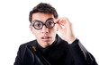 Nerd businessman isolated on the white