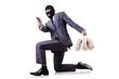 Businessman criminal with sacks of money