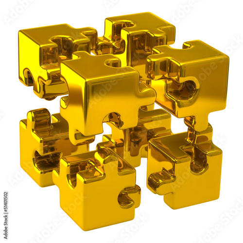Illustration: Open gold puzzle cube Open gold puzzle cube