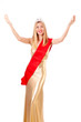 Beauty queen at contest isolated on white