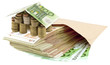 concept coût immobilier, billets, maison