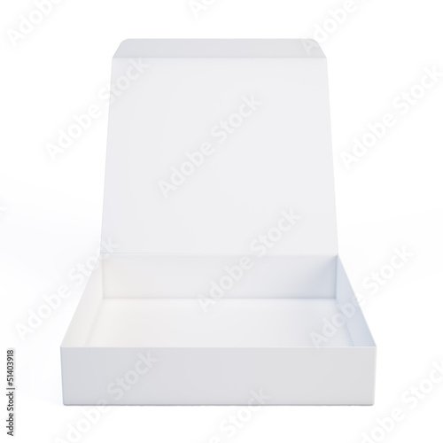 Photo: Open white box isolated on white background Open white box isolated on white background