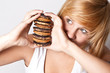 woman with chocolate chip cookies