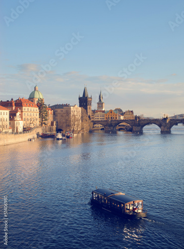 Photo: view of Prague from the river view of Prague from the river