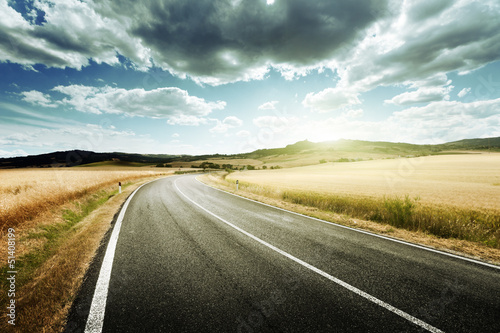 Photo: asphalt road in Tuscany Italy asphalt road in Tuscany Italy