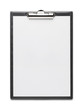 Фото: Clipboard with blank paper sheet isolated on white background wi Clipboard with blank paper sheet isolated on white background wi