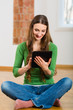 Young woman doing online dating