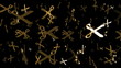 Looping Silver and Gold Scissors Symbols Falling
