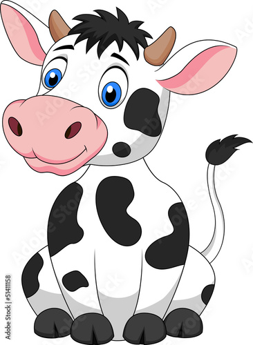 Vector: Cute cow cartoon sitting Cute cow cartoon sitting