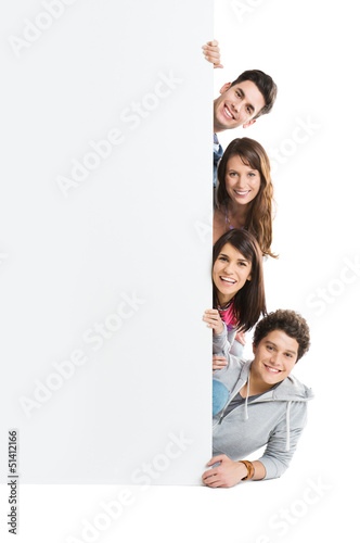 Photo: Group Of Friends Showing Placard Group Of Friends Showing Placard