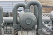 A pipeline in the heating geo thermal farm in Iceland