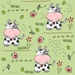 babies hand draw seamless pattern with cows