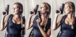 woman holding two hand gun