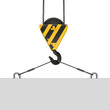 Crane hook lifts the white plate