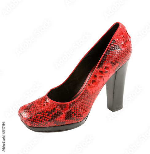 Photo: Python square toe red high heel Python square toe red high heel