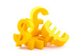 Symbols of currency with clipping path