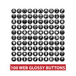 Vector: 100 web black glossy buttons set, vector 100 web black glossy buttons set, vector