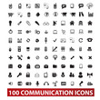 Vector: 100 communication and connection icons set, vector 100 communication and connection icons set, vector