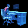 Illustration: 3d rendered medical illustration - wrong sitting posture 3d rendered medical illustration - wrong sitting posture