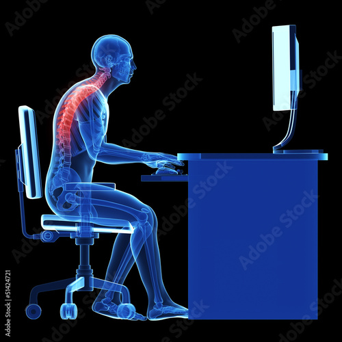 Illustration: 3d rendered medical illustration - wrong sitting posture 3d rendered medical illustration - wrong sitting posture