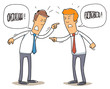 two young business man quarreling.