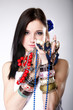 summer girl plenty of jewellery beads in hands