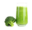 Glass of broccoli juice, isolated on white