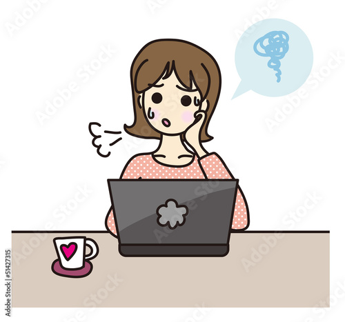 Vector: パソコンを操作する女性 パソコンを操作する女性
