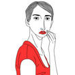 thinking beauty woman