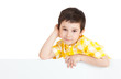 Photo: Boy holding a blank sign Boy holding a blank sign