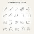 Sketched stationery icon set