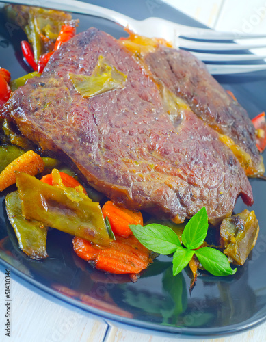 Photo: baked meat with vegetables baked meat with vegetables