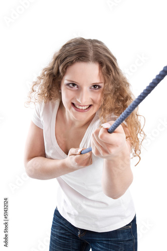 Photo: Junge Frau isoliert - mutig, selbstbewusst, stark Junge Frau isoliert - mutig, selbstbewusst, stark