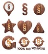 3d render of a natural law icon set of wooden 3d buttons