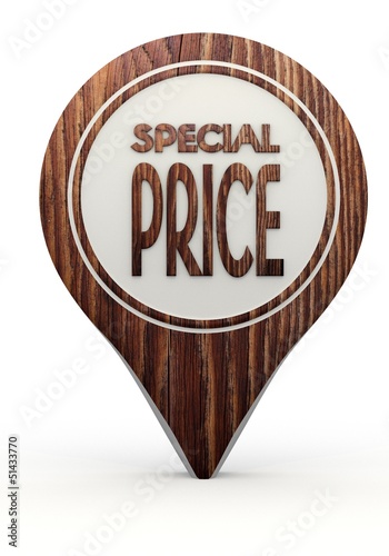 Illustration: special price sign on a set of wooden markers special price sign on a set of wooden markers