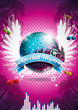 Vector Summer Beach Party Flyer Design with disco ball