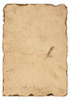 Old paper with burnt edges isolated on white background