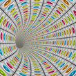 3d sound-system vortex tunnel in silver and bright colors