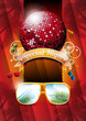 Vector Summer Beach Party Flyer Design with disco ball