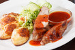 grilled meat with vegetables