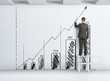 man and drawing  graph
