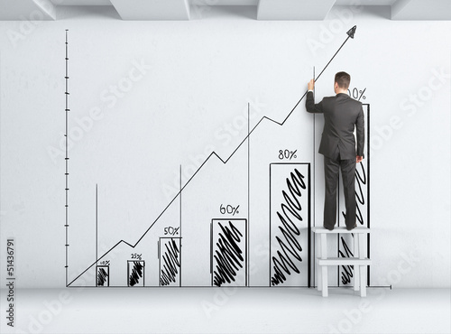 Photo: man and drawing graph man and drawing graph