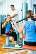 Patient at the physiotherapy doing physical therapy