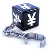 Black Yen symbol dice with shackle