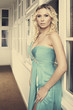 Pretty model in interior corridor