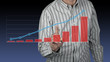 Business men hand pushing write graph