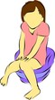 a girl is in a toilet because of constipation