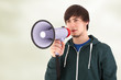 Young man with megaphone